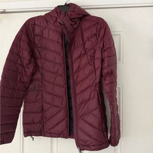 Elegant Maroon Puffer athletic hiking outdoors spring cute Jacket for Women